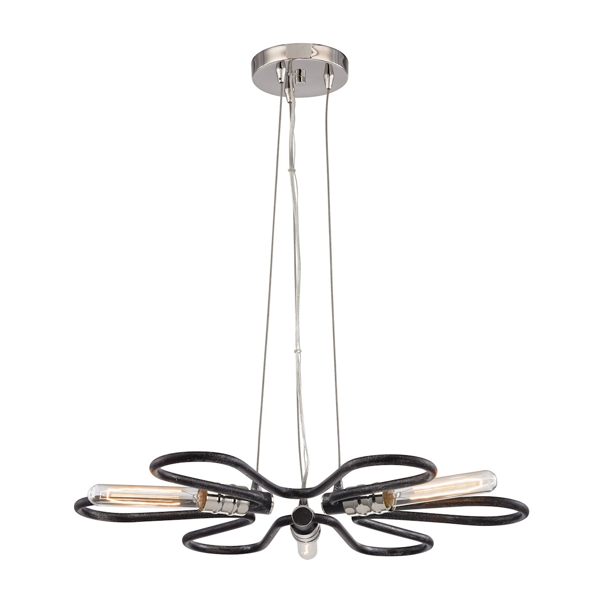 Continuum 3 Light Chandelier - Silvered Graphite with Polished Nickel Accents