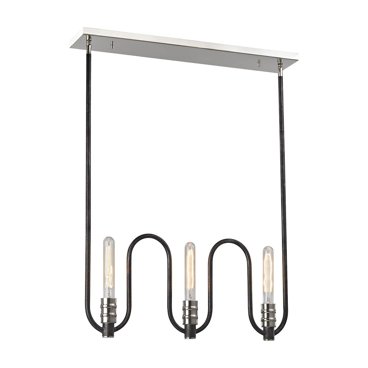 Continuum 3-Light Island Light - Silvered Graphite with Polished Nickel Accents