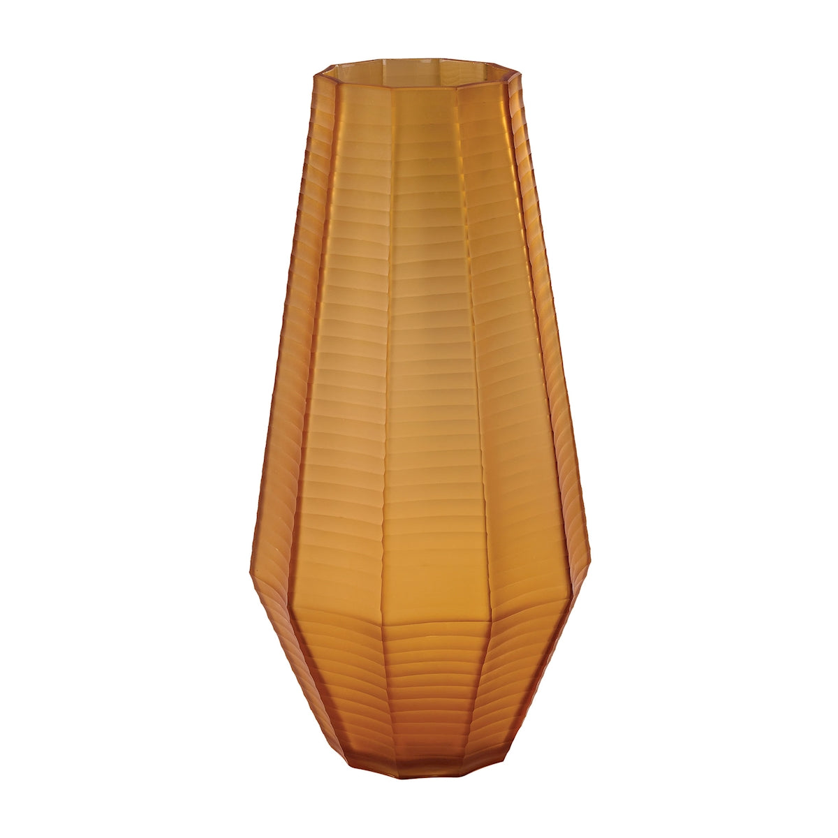 Stacked Cuts Glass Vase - Amber