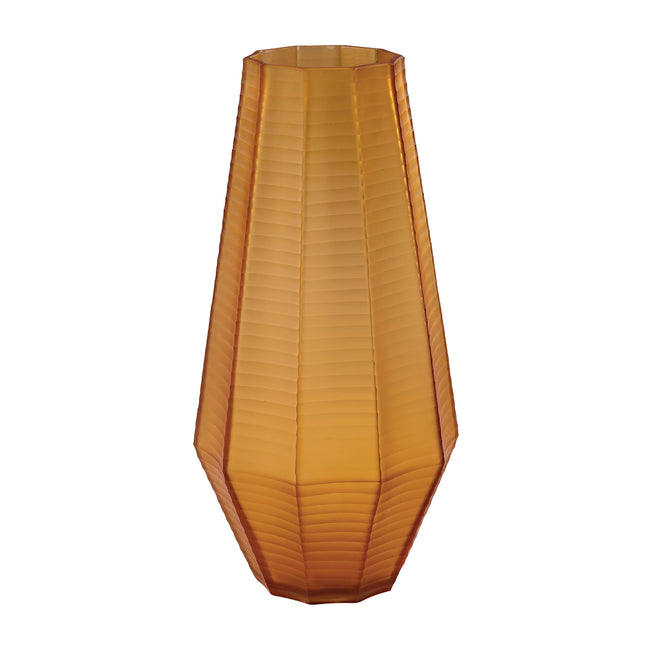 Stacked Cuts Glass Vase - Amber