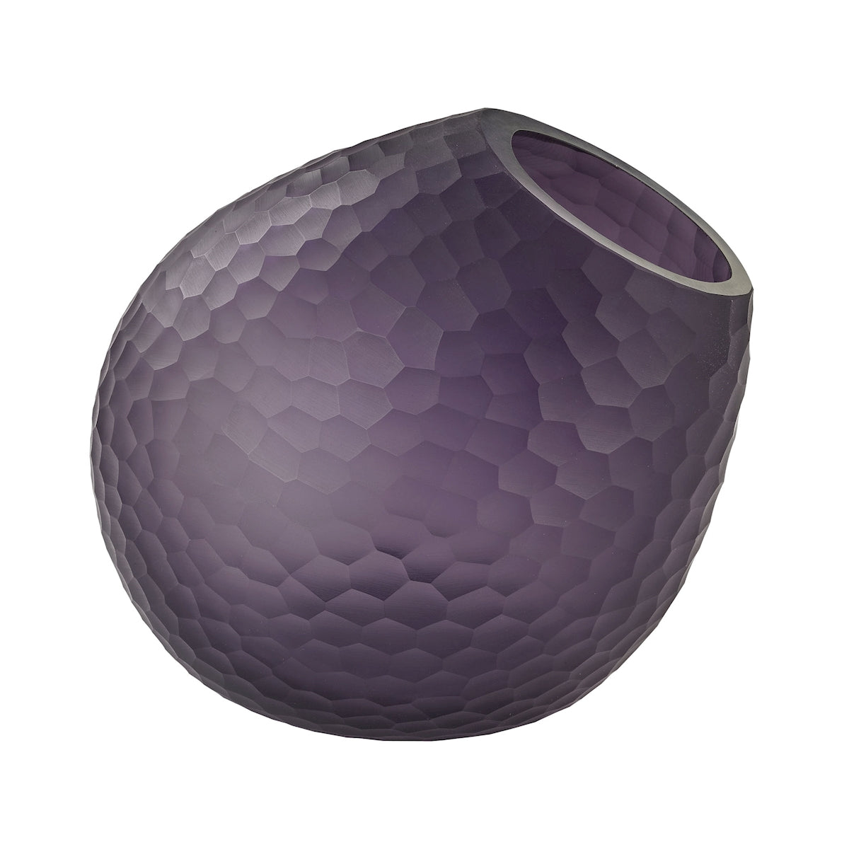 Cut Glass Horn Vase - Purple