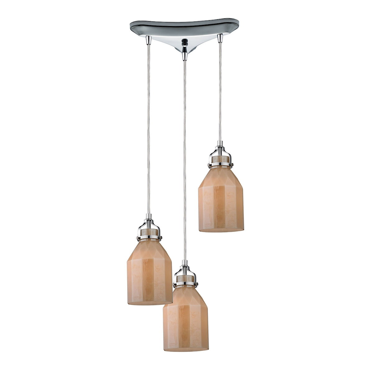 Danica 3 Light Pendant - Polished Chrome And Cream Champagne Glass