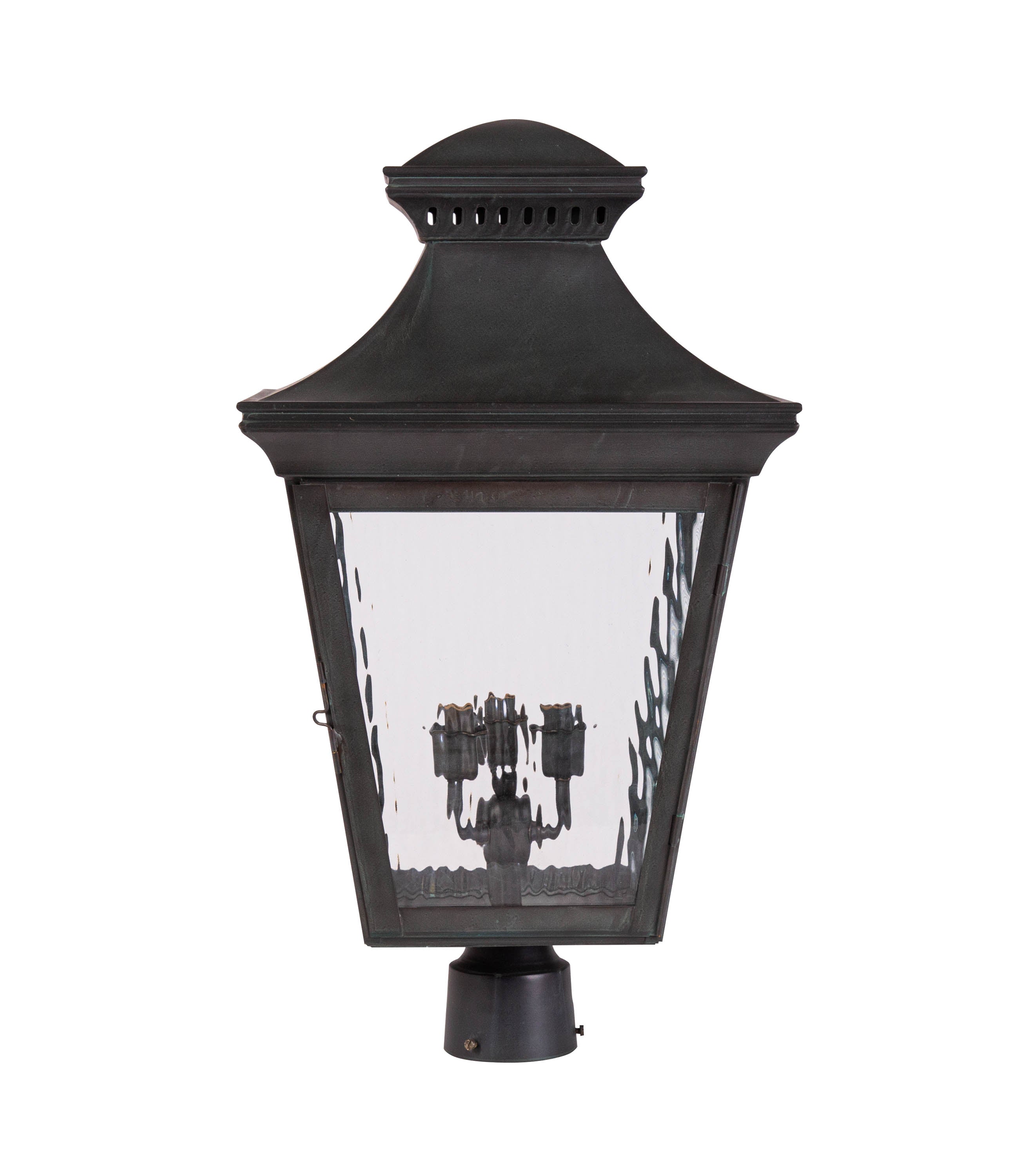 Artistic Lighting 3-Light Post Lantern - Charcoal with Water Glass