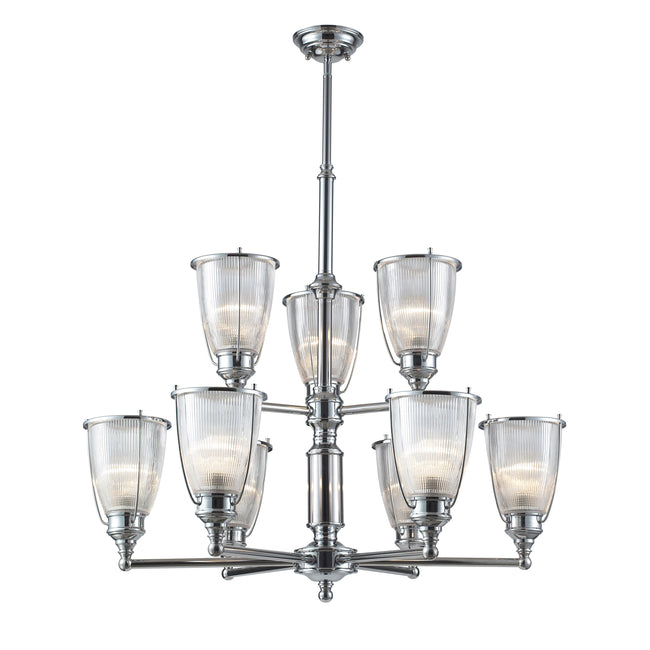 Halophane 9-Light Chandelier - Polished Chrome