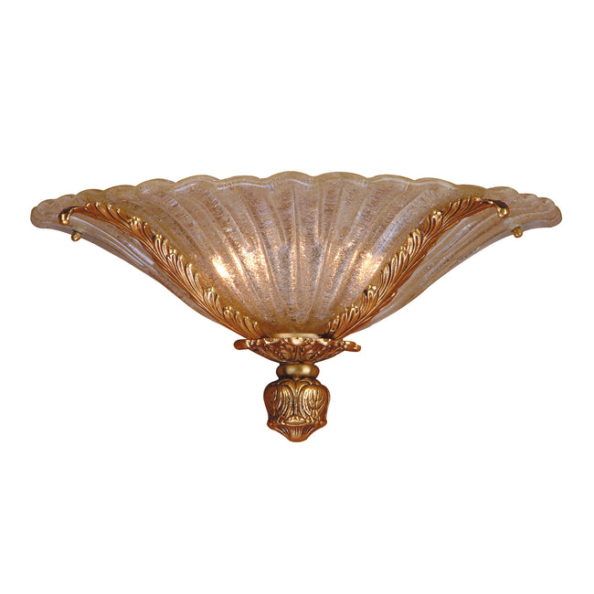 Conquistador Collection Wall Sconce, French Gold Finish, Gold Leaf, Scallopped Gl