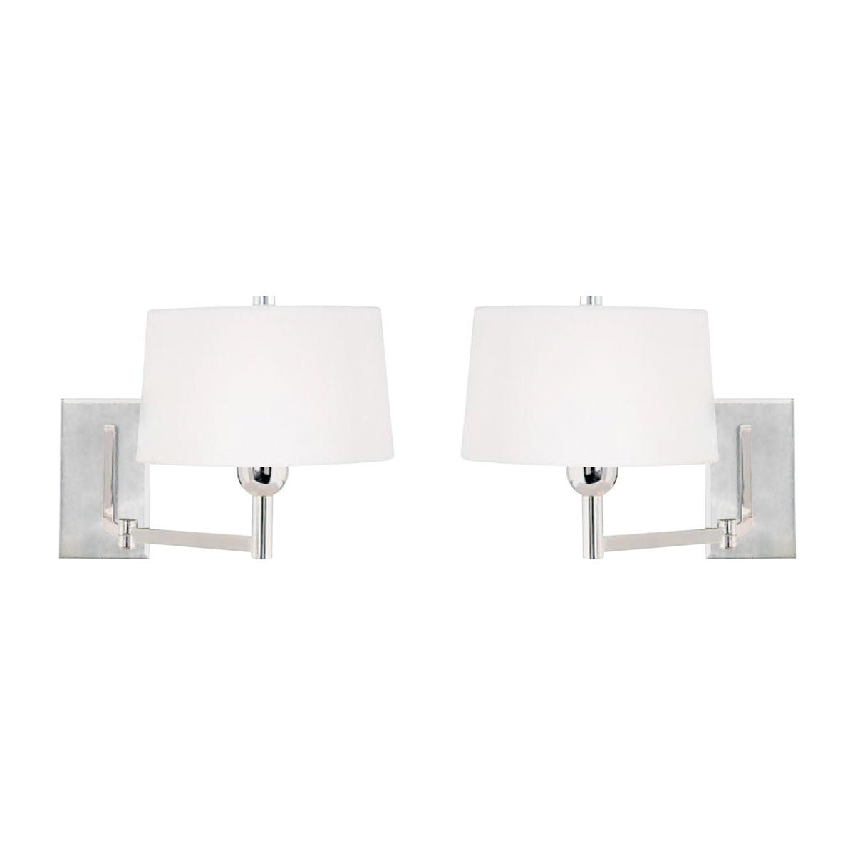 Satin Nickel 1-Light Swingarm Wall Lamps - Set of 2