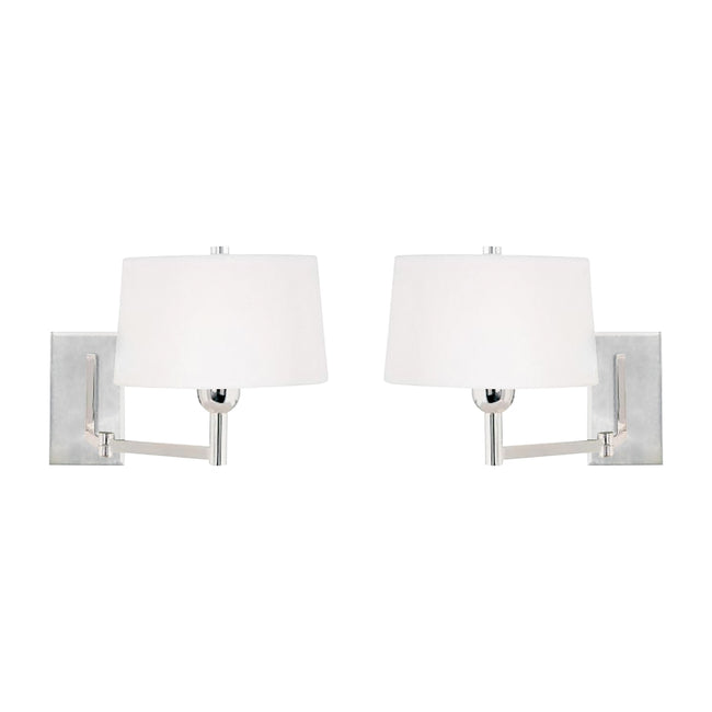 Satin Nickel 1-Light Swingarm Wall Lamps - Set of 2