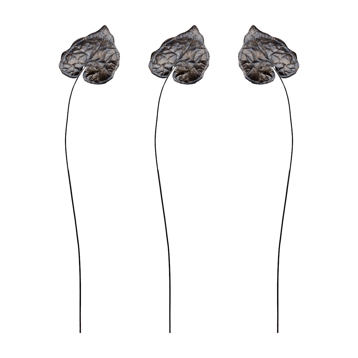 Sculptural Bronze Leaf Stem - Set of 3