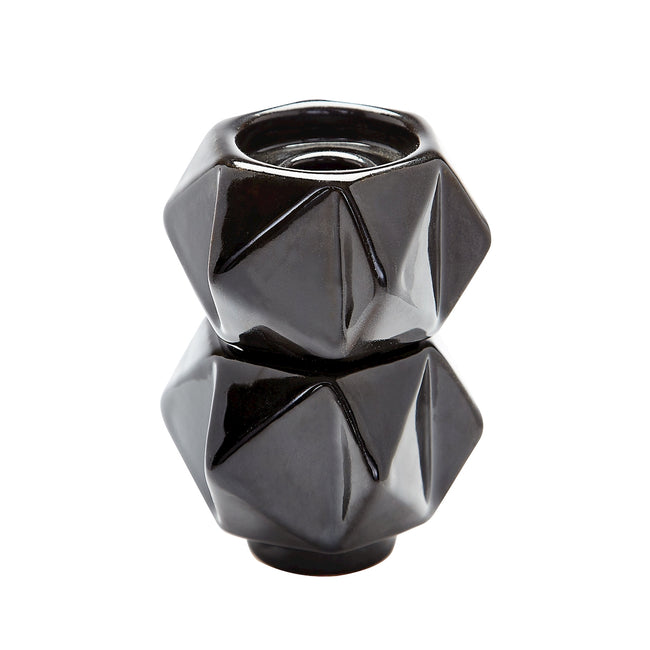 Ceramic Star Candle Holders - Set of 2, Black