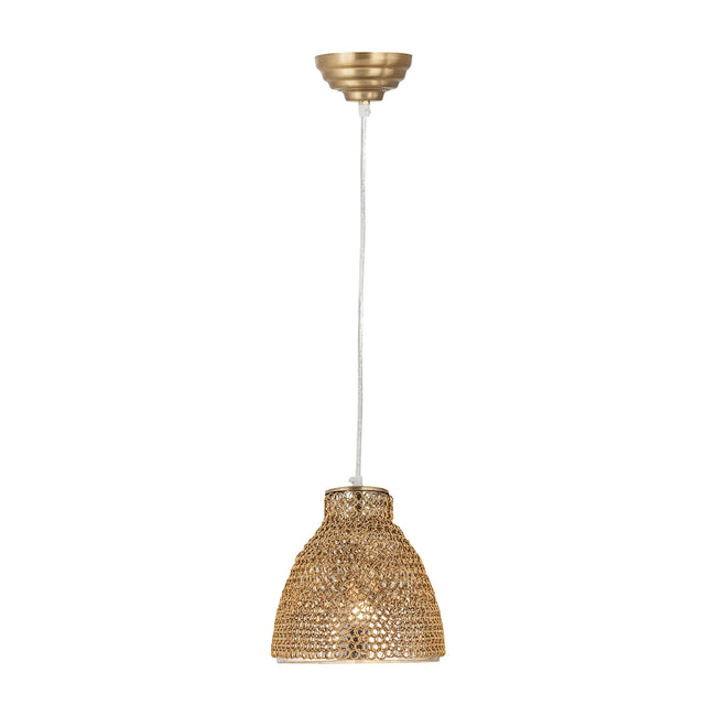 Maille 1 Light Glass And Iron Pendant - Gold