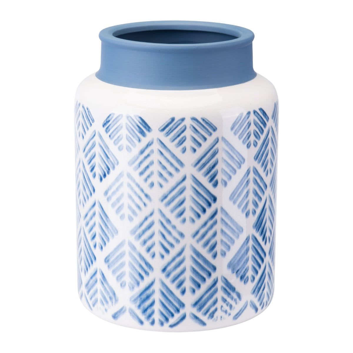 Zig Zag Vase Large Steel - Blue and White