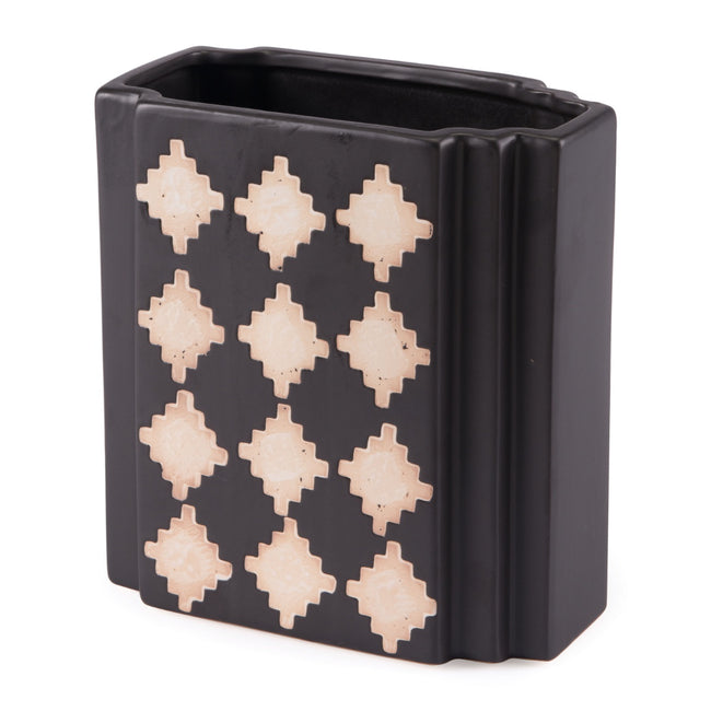 Pampa Rectangular Vase - Small, Black and Beige