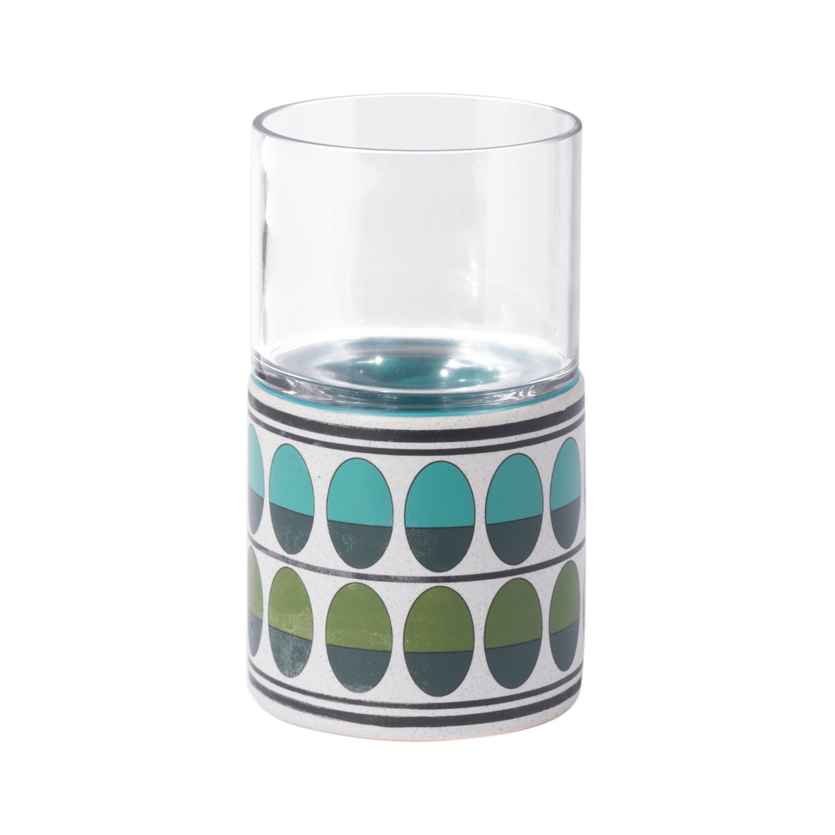 Retro 7" Green and Teal Candle Holder