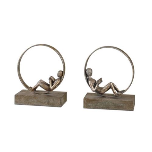 Lounging Reader Antique Bookends - Set of 2