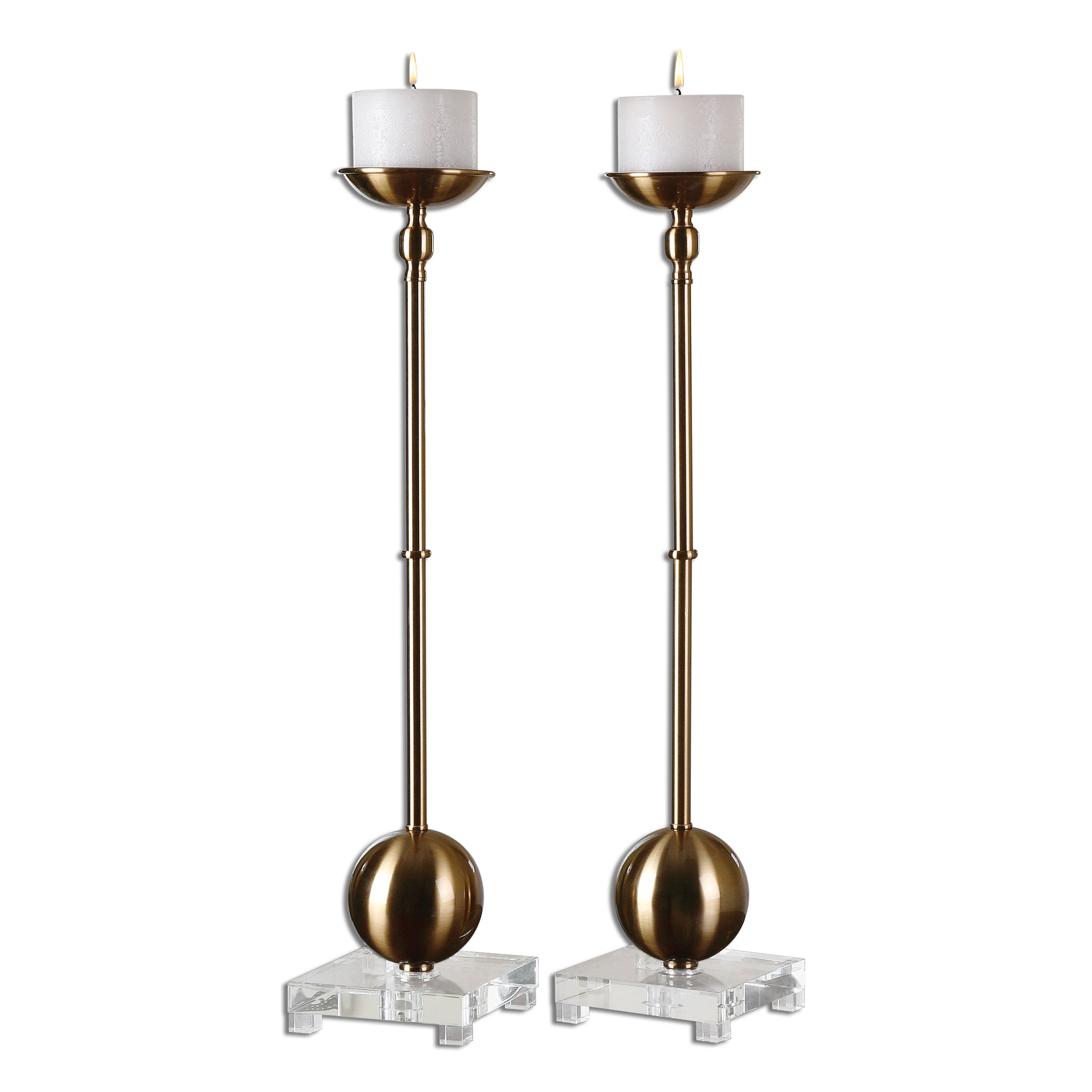 Laton Brass Candleholders - Set of 2