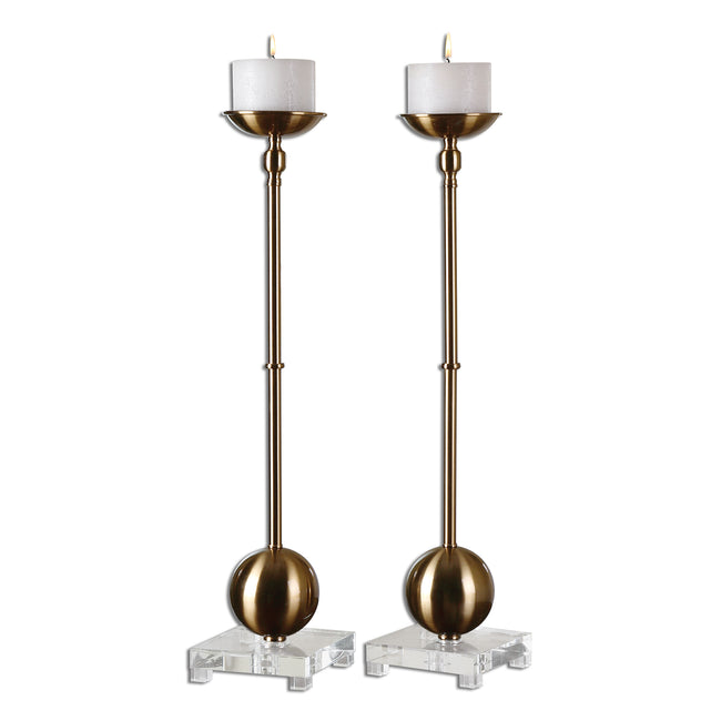 Laton Brass Candleholders - Set of 2