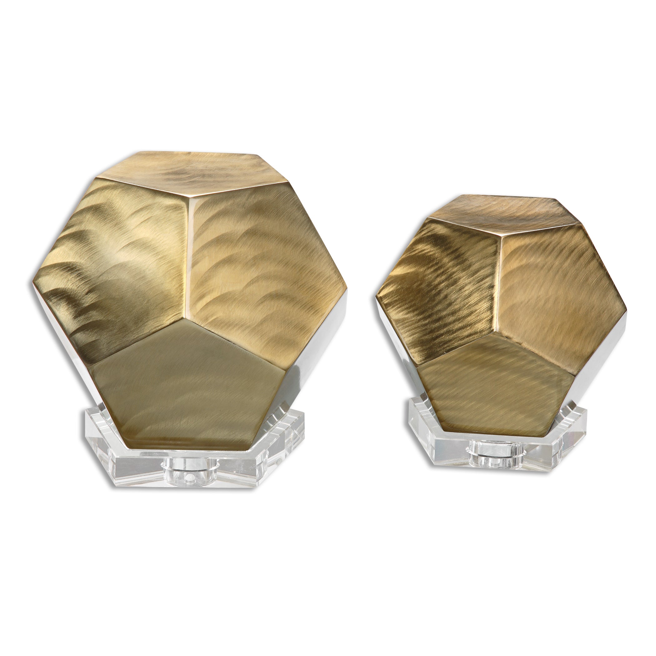 Pentagon Coffee Bronze Cubes - Set of 2