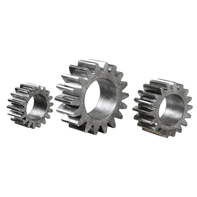 Gears Silver Sculpture - Set of 3