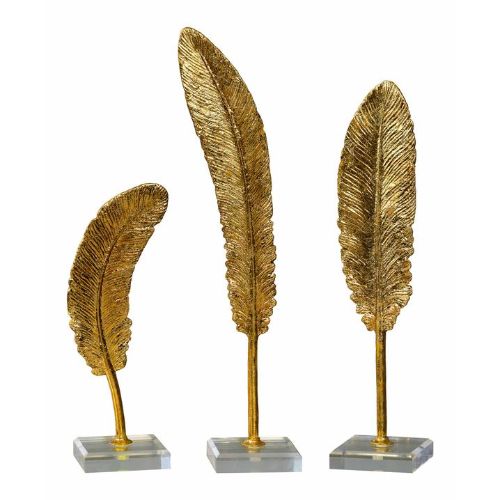 Feathers Gold Sculpture - Set of 3