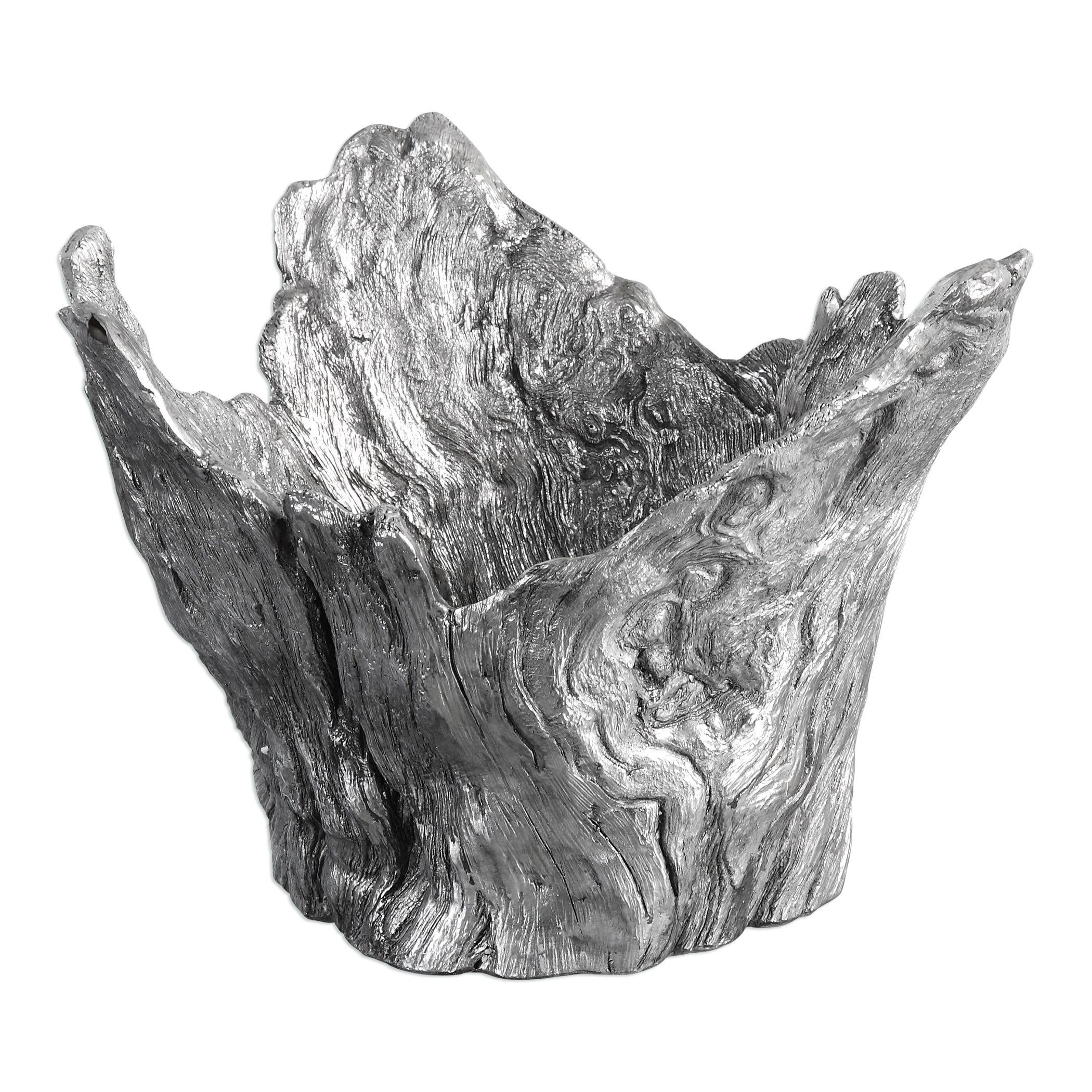 Massimo Wood Textured Silver Bowl