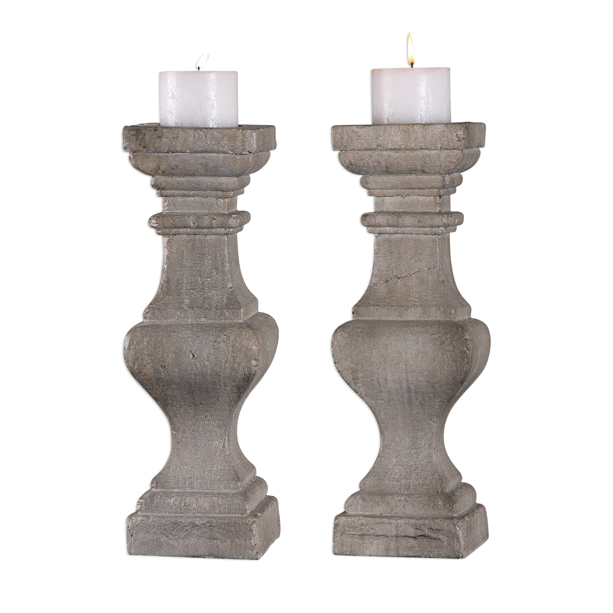 Corin Stone Ivory Candleholders - Set of 2