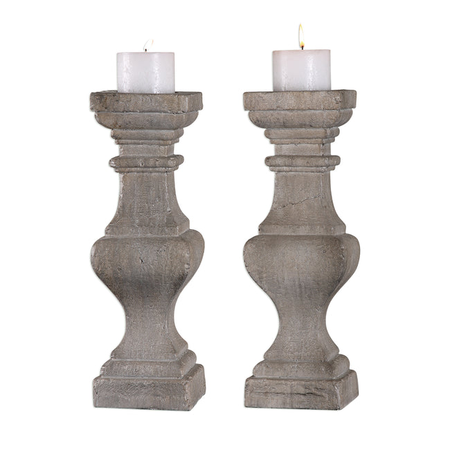 Corin Stone Ivory Candleholders - Set of 2