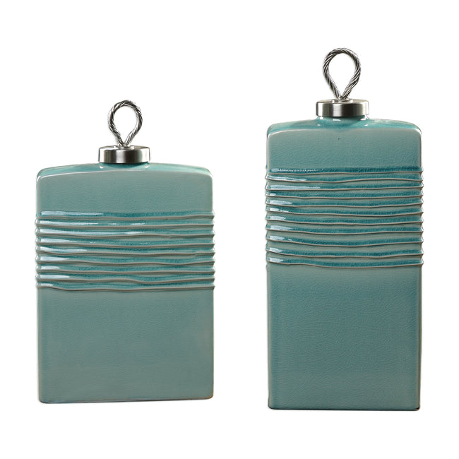 Rewa Green Ceramic Containers - Set of 2