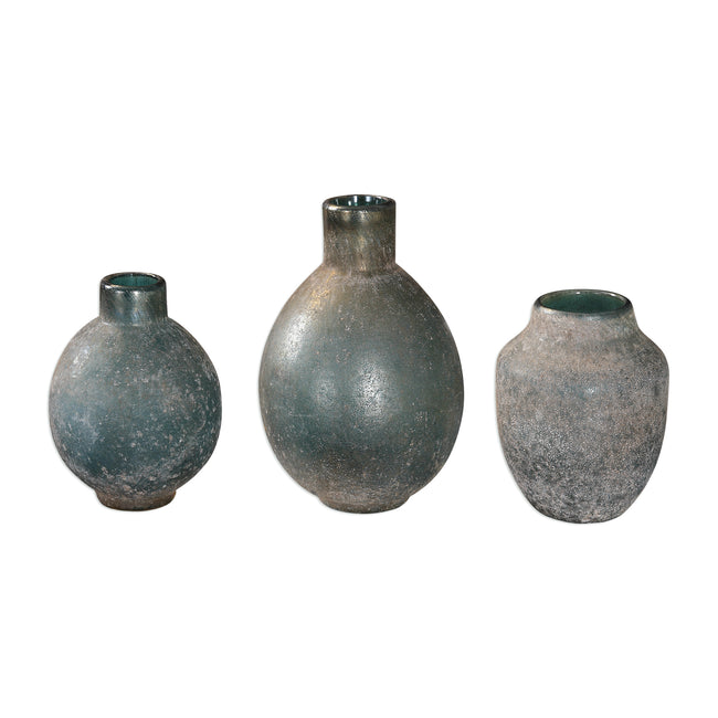 Mercede Weathered Blue-Green Vases - Set of 3