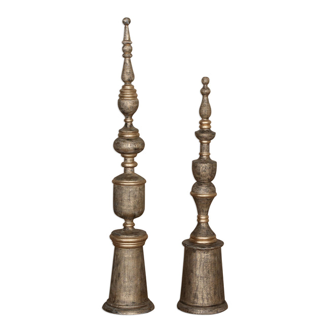 Nalini Antique Gold Finials - Set of 2