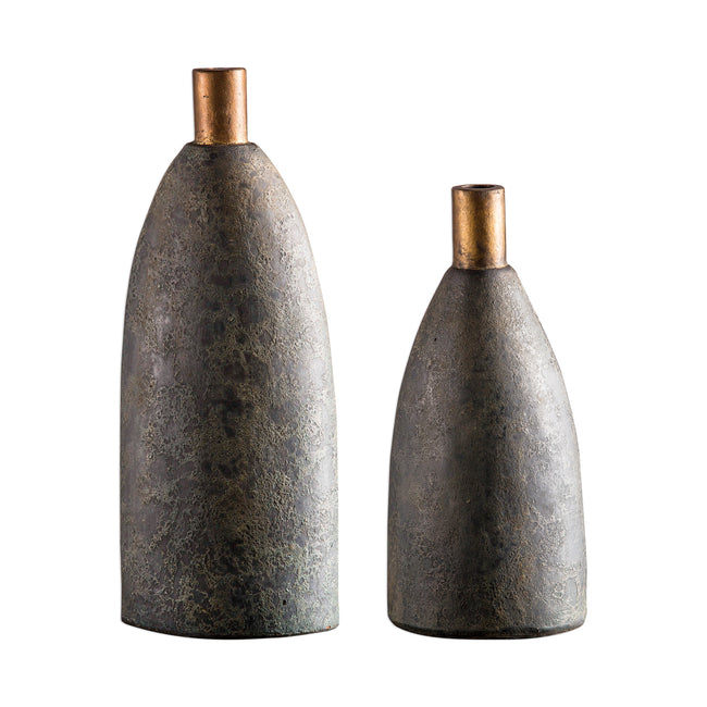 Kasen Charcoal Vases - Set of 2