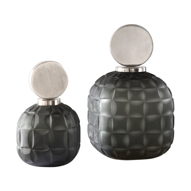 Nafuna Charcoal Glass Bottles - Set of 2