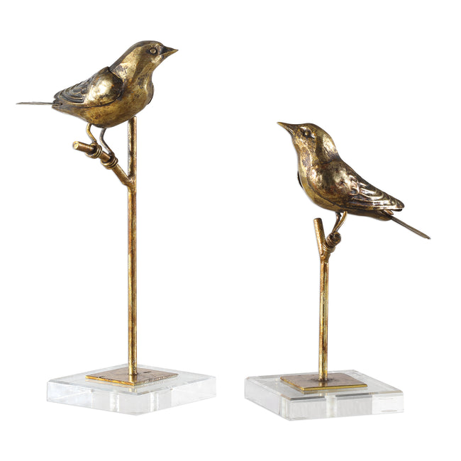 Passerines Bird Sculptures - Set of 2