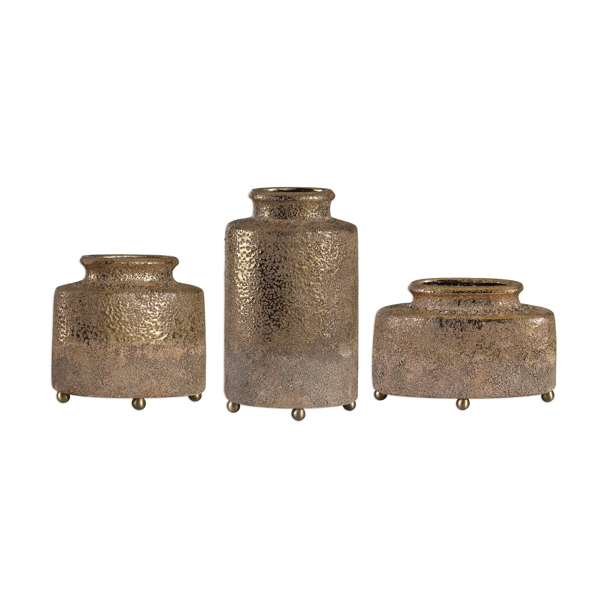 Kallie Metallic Golden Vessels - Set of 3