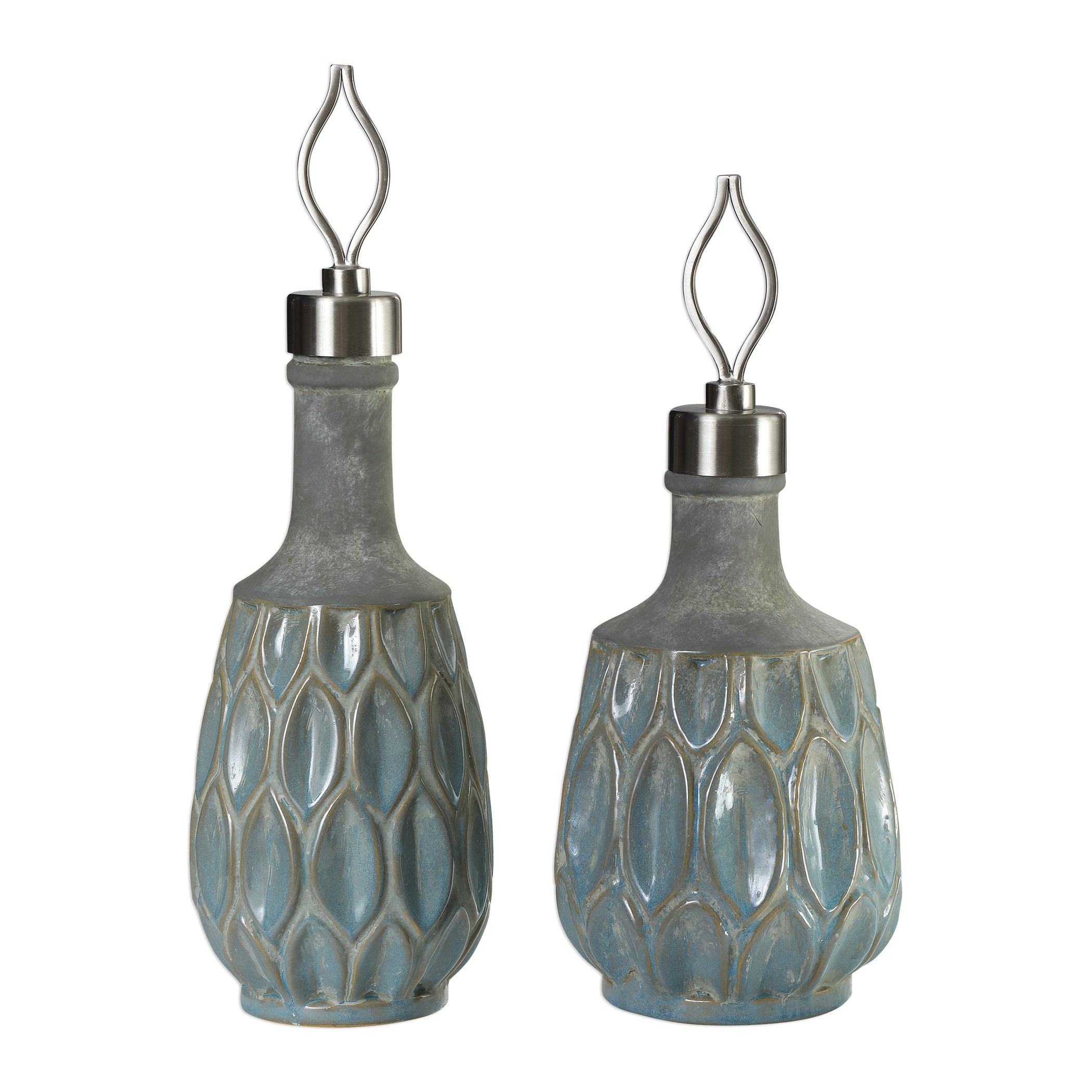 Arpana Blue And Gray Bottles - Set of 2