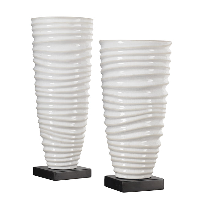 Kiera Aged White Vases - Set of 2