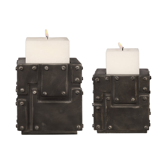 Malak Metal Block Candleholders - Set of 2