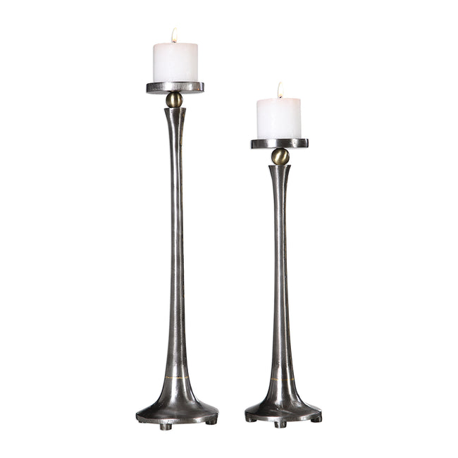 Aliso Cast Iron Candleholders - Set of 2