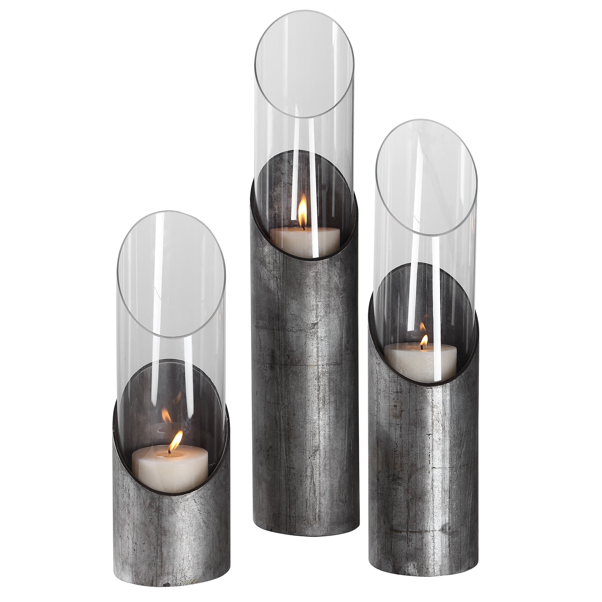 Karter Iron & Glass Candleholders - Set of 3