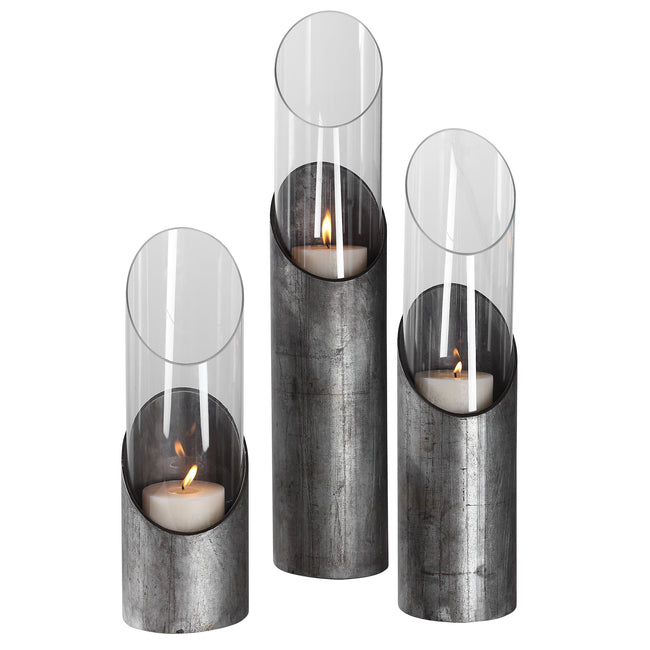 Karter Iron & Glass Candleholders - Set of 3