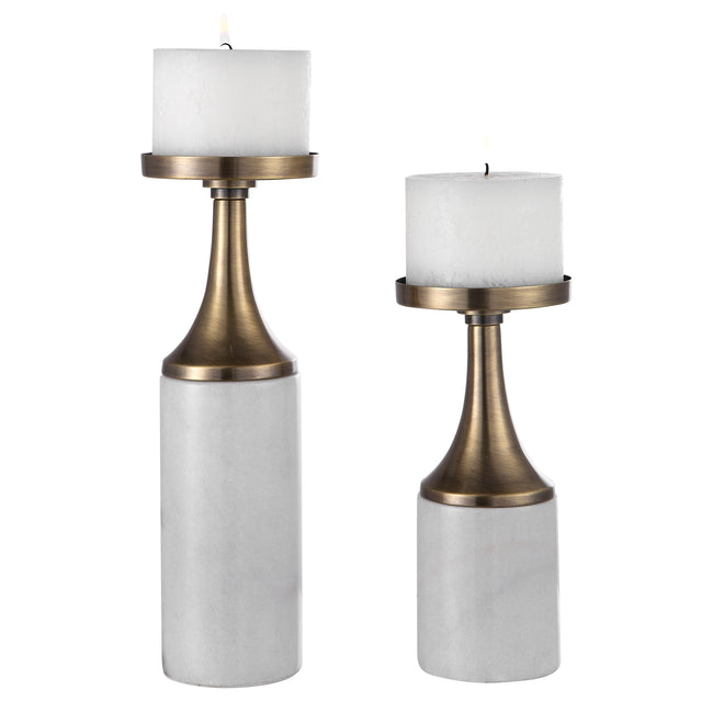 Castiel Marble Candleholders - Set of 2