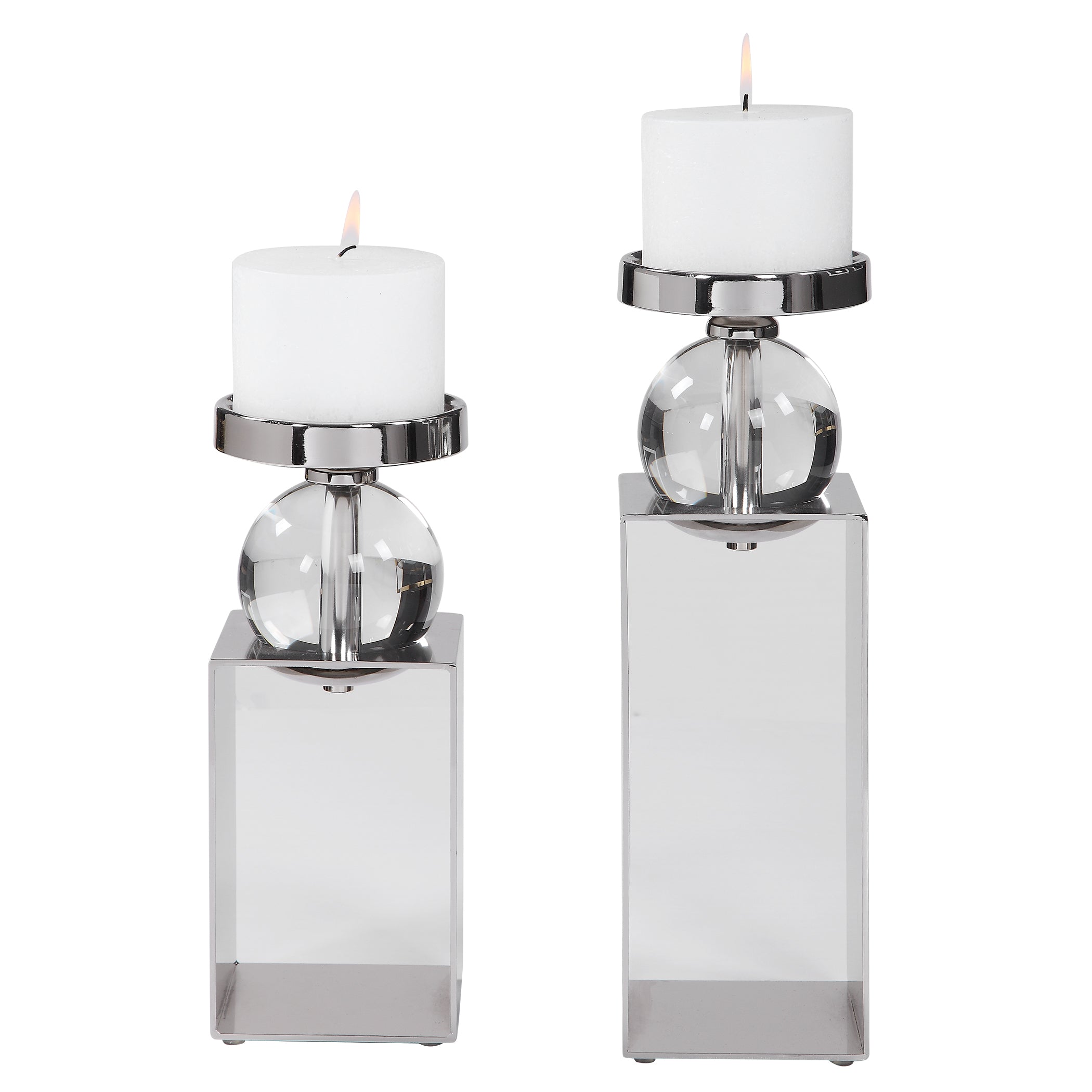 Lucian Nickel Candleholders - Set of 2