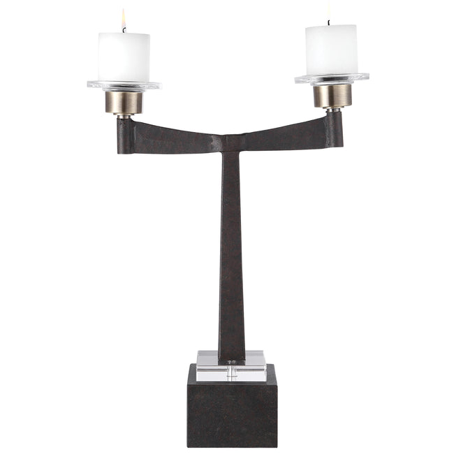 Elizer Aged Black Candleholder