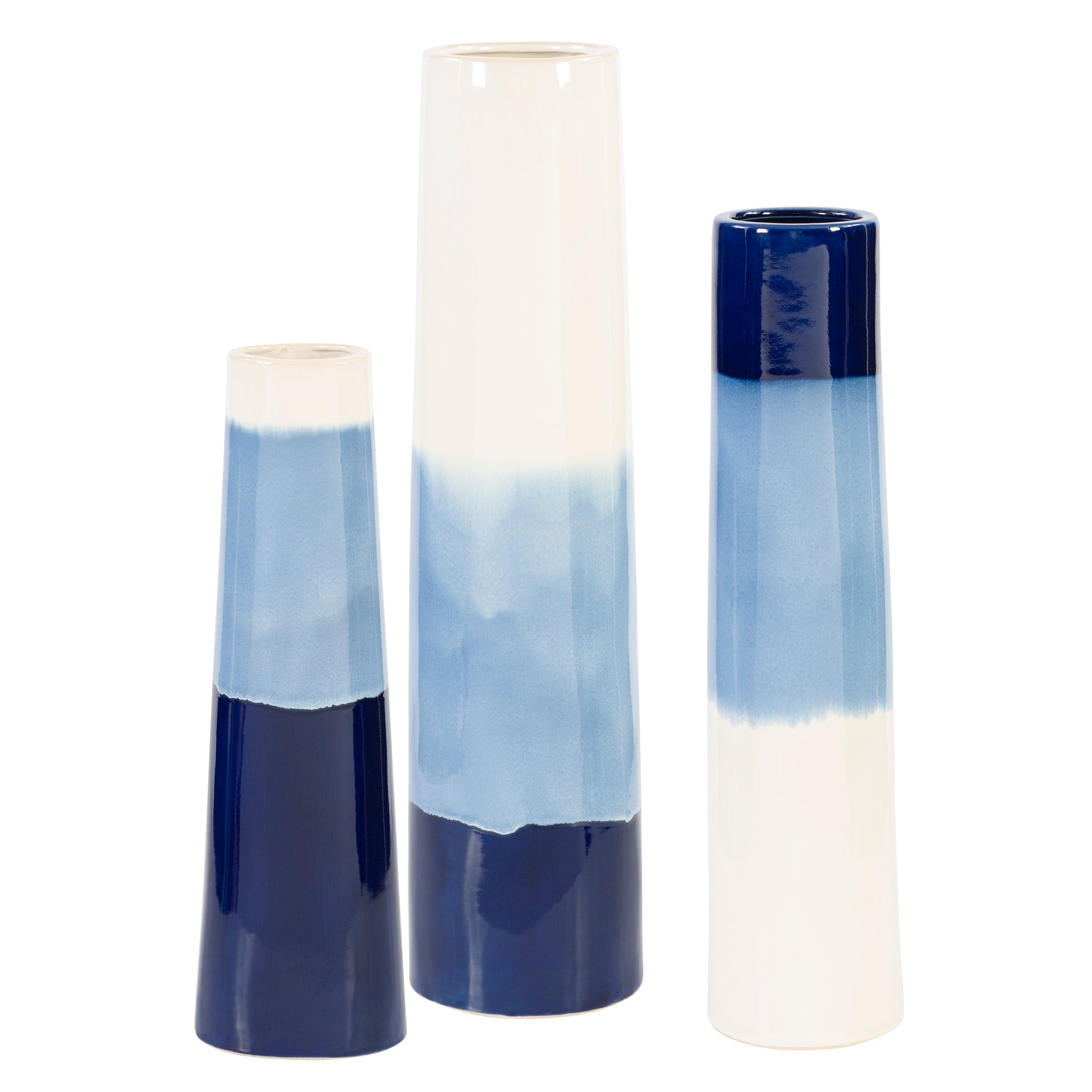 Sconset White & Blue Vases - Set of 3