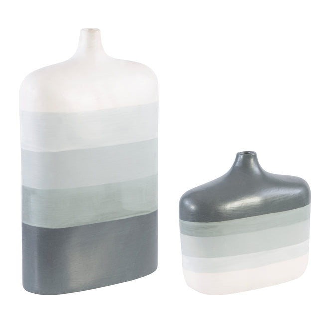Guevara Striped Gray Vases - Set of 2