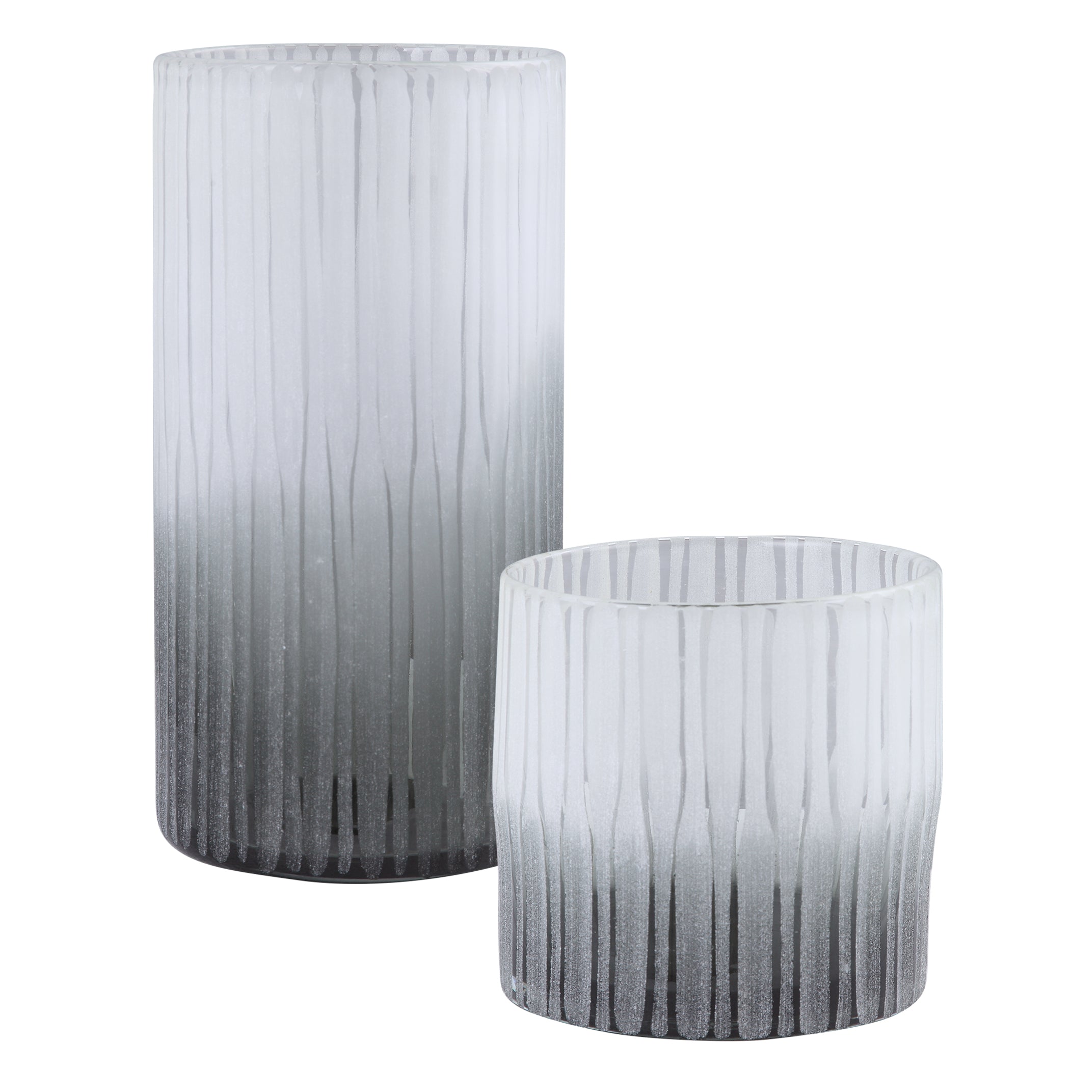 Como Etched Glass Vases - Set of 2