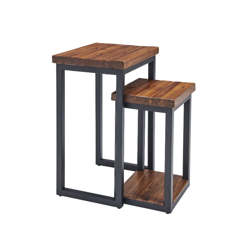 Claremont Rustic Wood Nesting End Tables - Set of 2