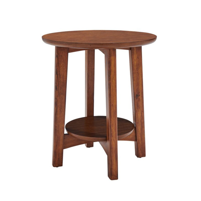 Monterey 20" Round Mid-Century Modern Wood End Table - Warm Chestnut