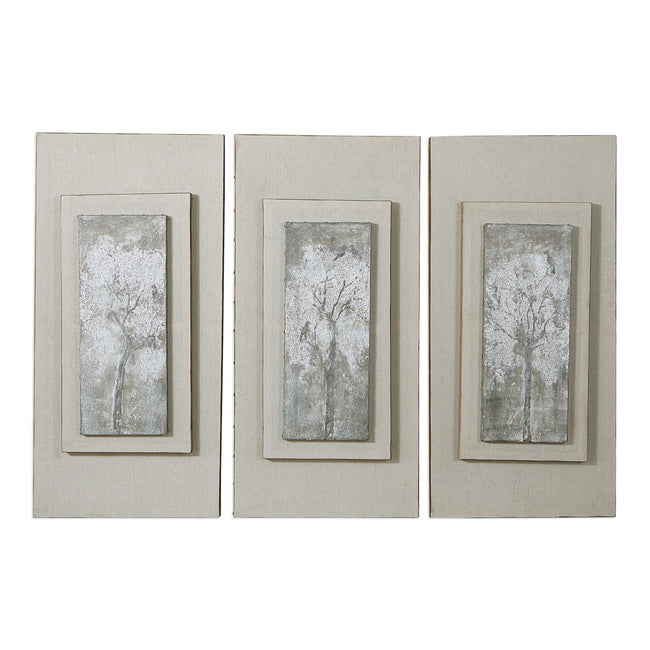 Triptych Trees Hand Painted Art - Set of 3