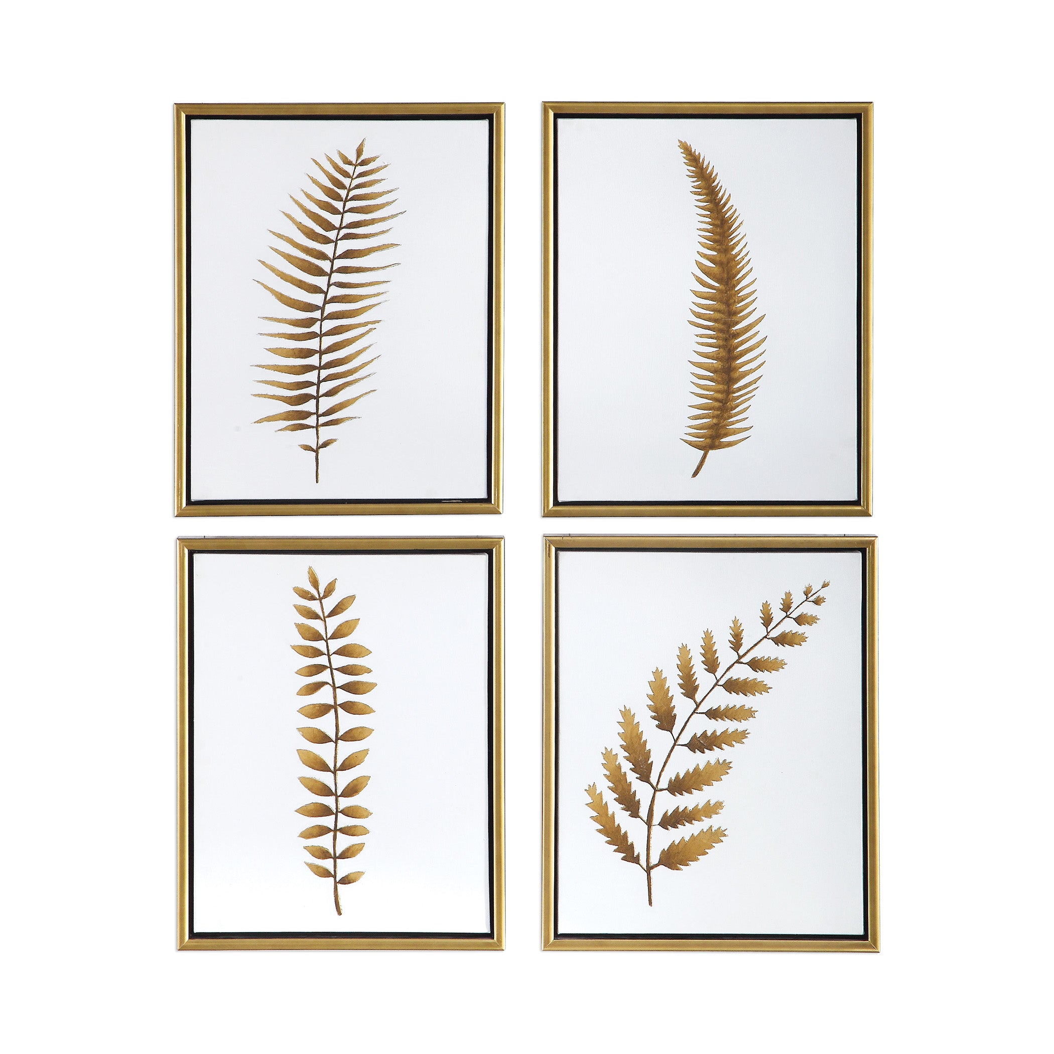 Forest Ferns Hand Painted Art - Set of 4