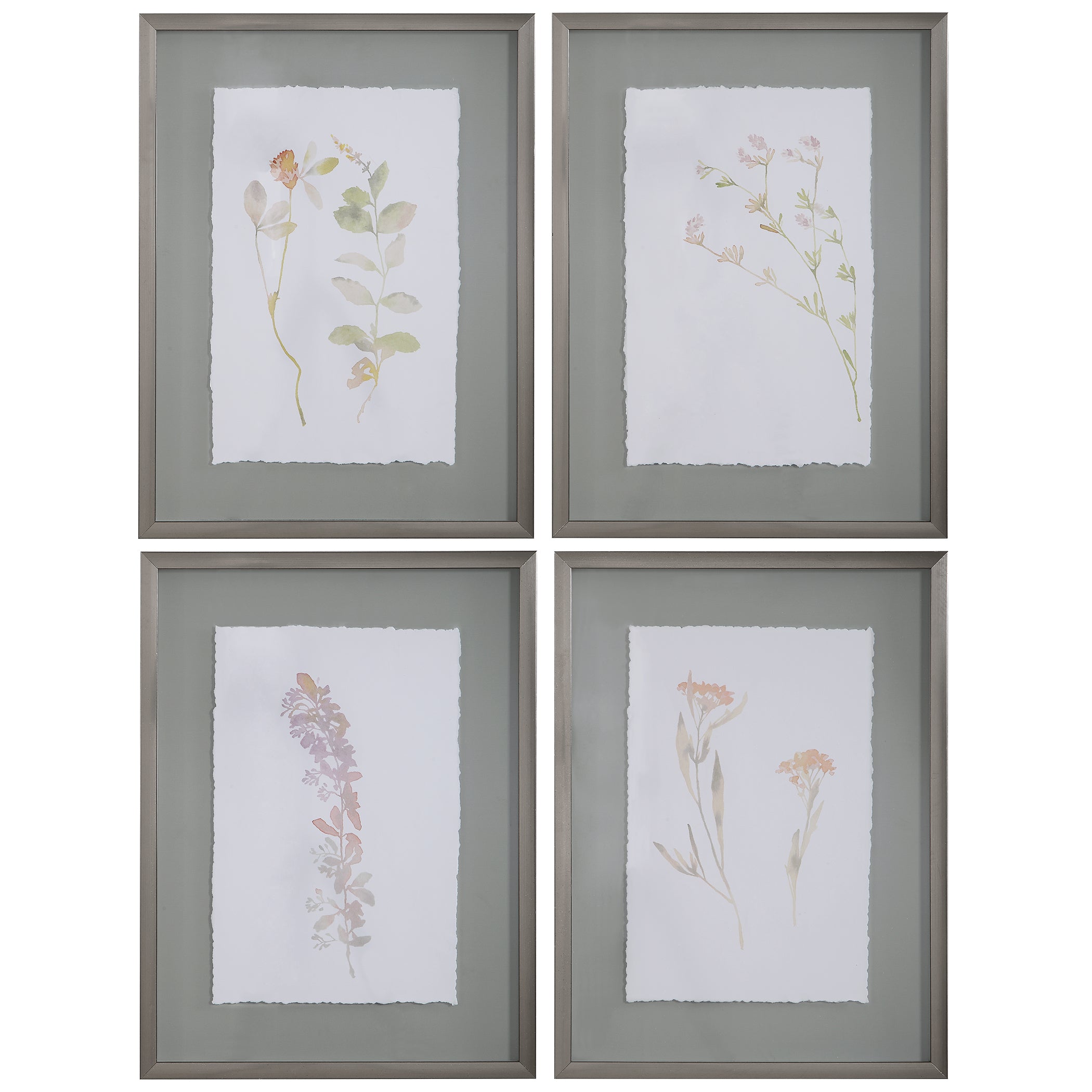 Flourish Framed Botanical Prints - Set of 4